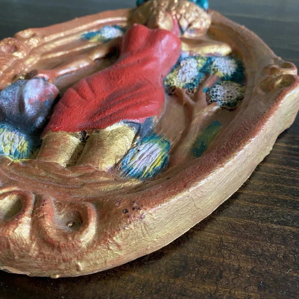 Hand Carved African Woman Mother Carrying Fruit Basket Wall Hanging Art 15